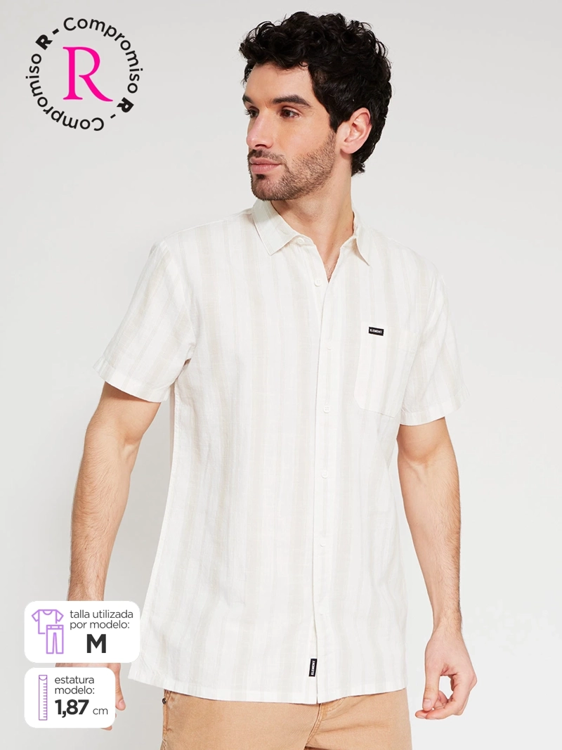 CAMISA HOMBRE ELEMENT ALGODÓN MANGA CORTA RAYAS - 1