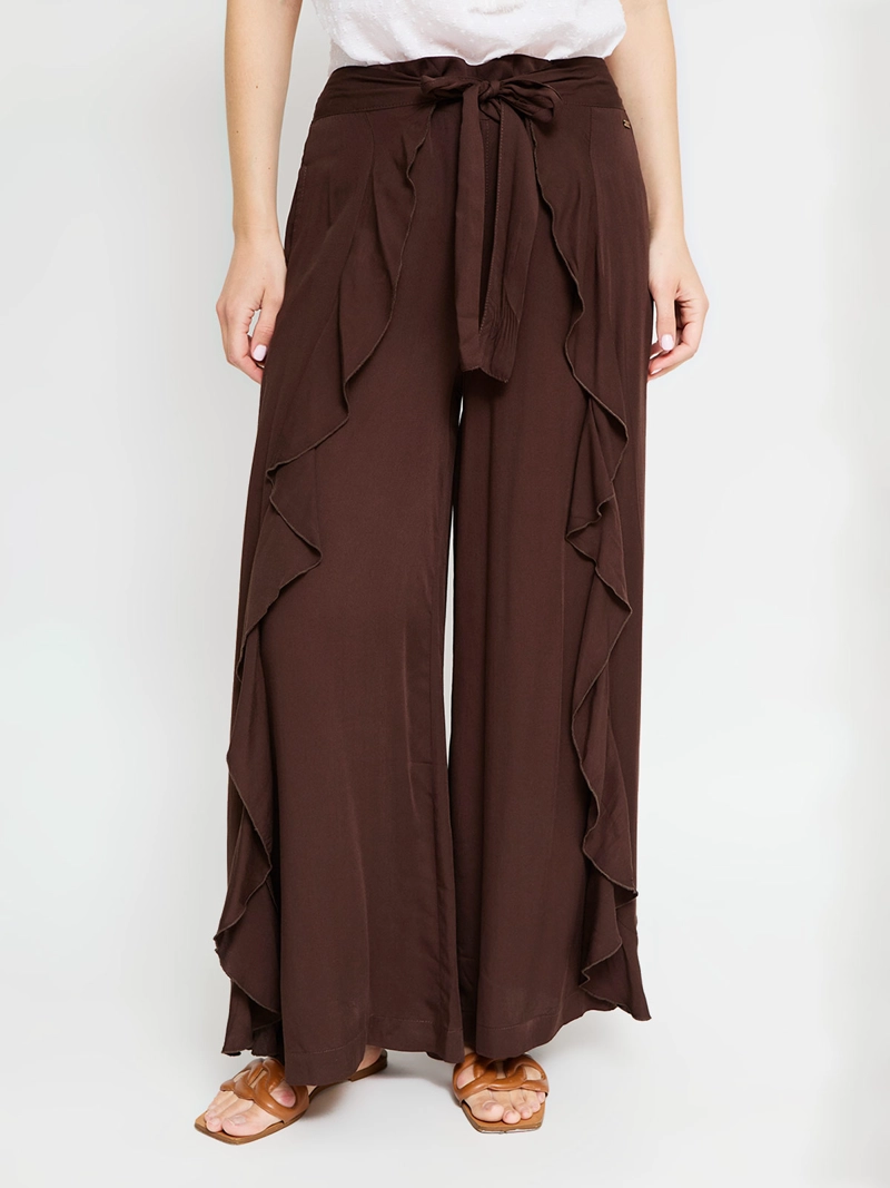 PANTALÓN MUJER TATIENNE LISO CAPAS LAZO CINTURA - 2