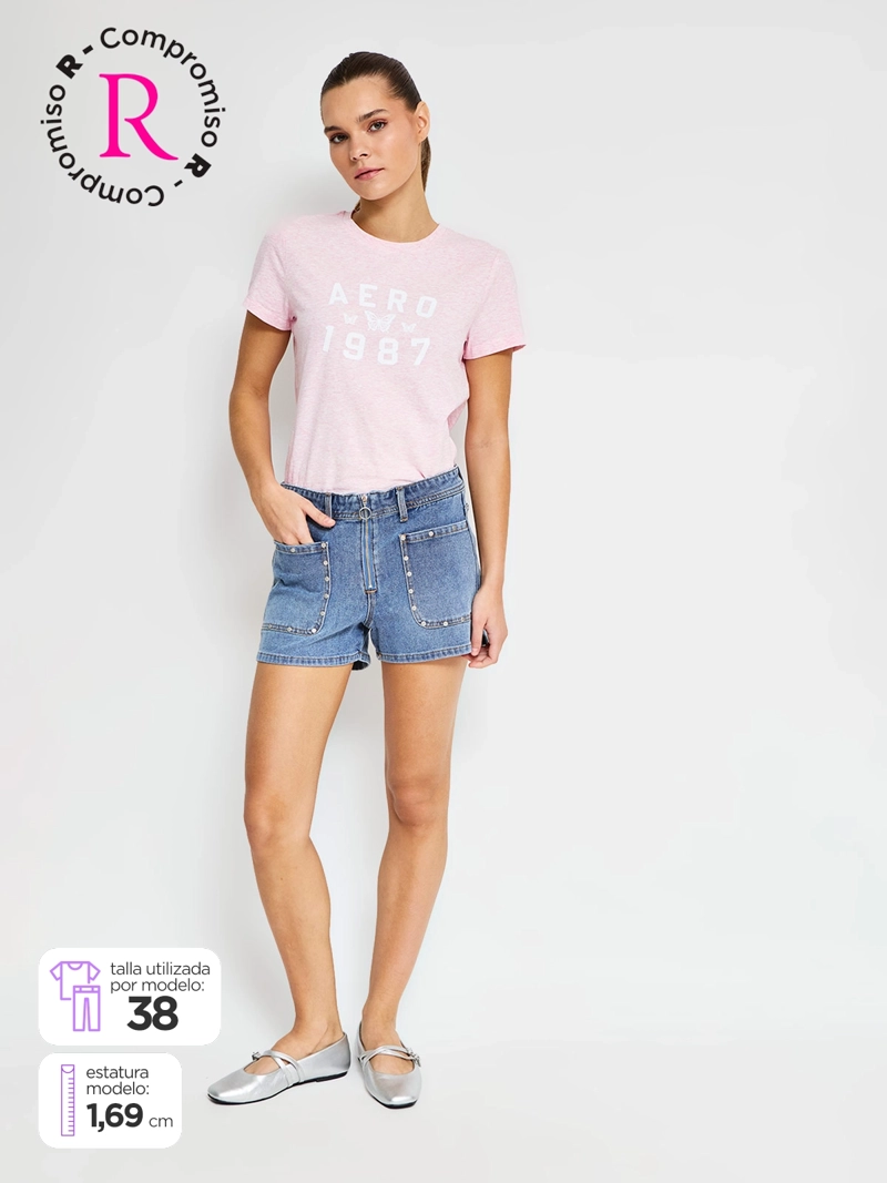 SHORT MUJER AEROPOSTALE ALGODÓN BOLSILLOS TACHAS