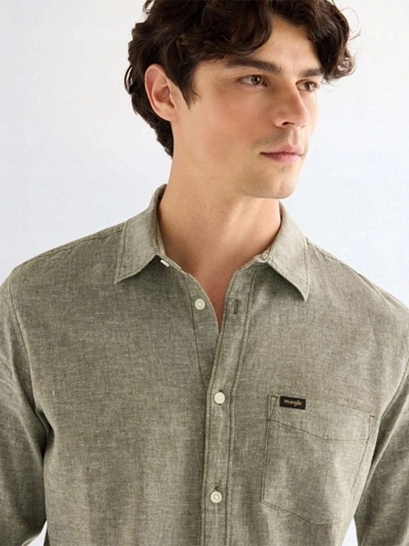 CAMISA MANGA LARGA HOMBRE WRANGLER LINO - 3