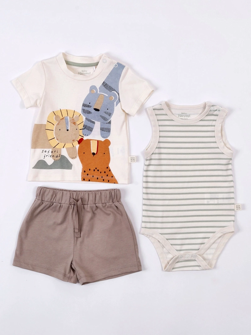 CONJUNTO NIÑO BABY HARVEST BODY SIN MANGAS POLERA Y SHORT  - 1