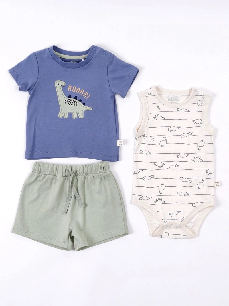 CONJUNTO NIÑO BABY HARVEST BODY SIN MANGAS POLERA Y SHORT