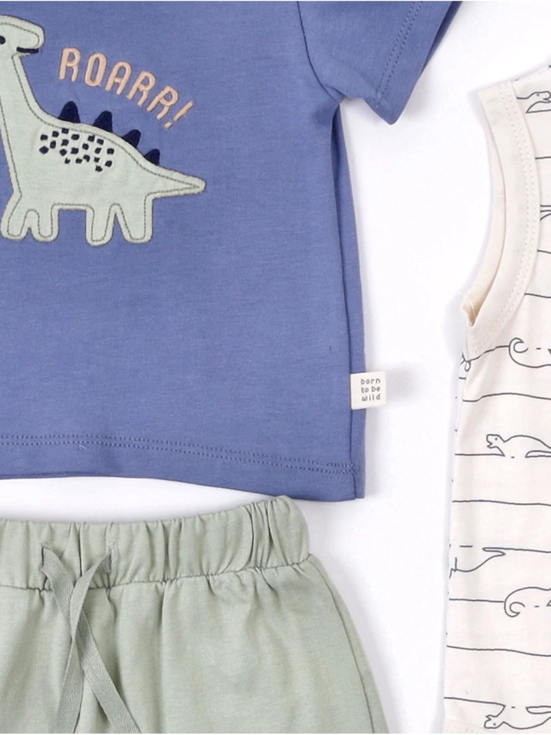 CONJUNTO NIÑO BABY HARVEST BODY SIN MANGAS POLERA Y SHORT  - 3