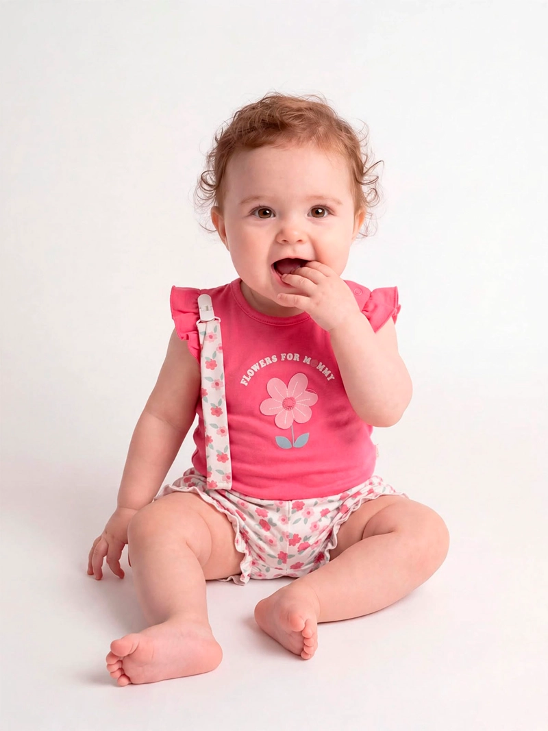 CONJUNTO NIÑA BABY HARVEST BODY MANGA CORTA SHORT PORTACHUPETE NAVIDAD