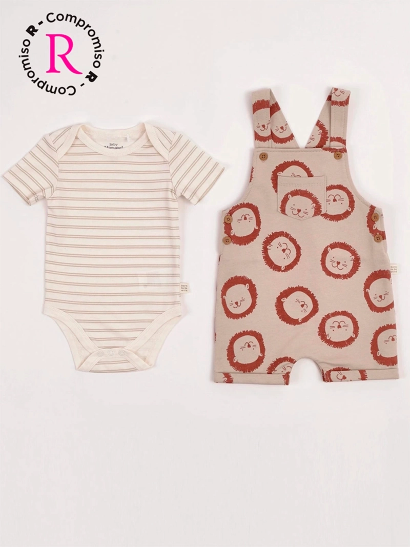 CONJUNTO JARDINERA + BODY NIÑO BABY HARVEST ALGODÓN