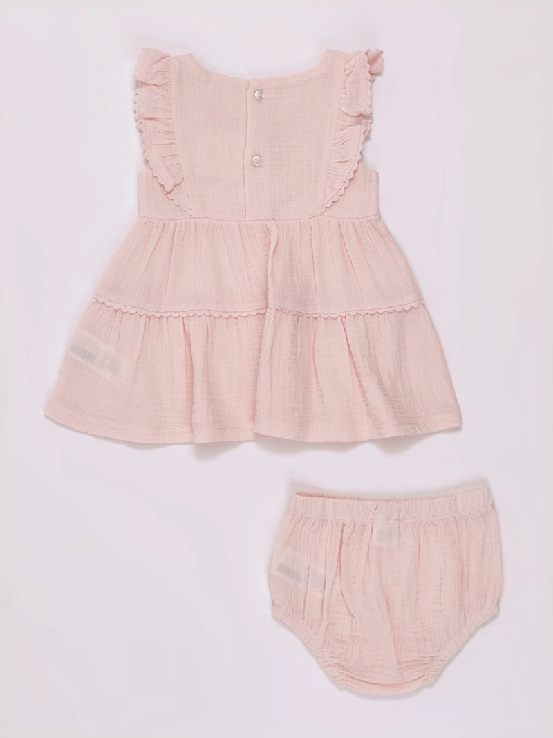 VESTIDO NIÑA BABY HARVEST BORDADO CUBREPAÑAL ALGODÓN - 2