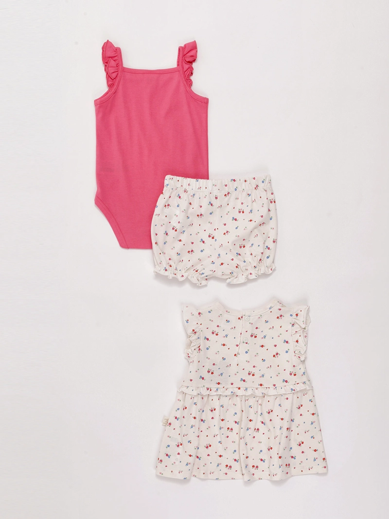 CONJUNTO BODY + POLERA + SHORT NIÑA BABY HARVEST ALGODÓN  - 2