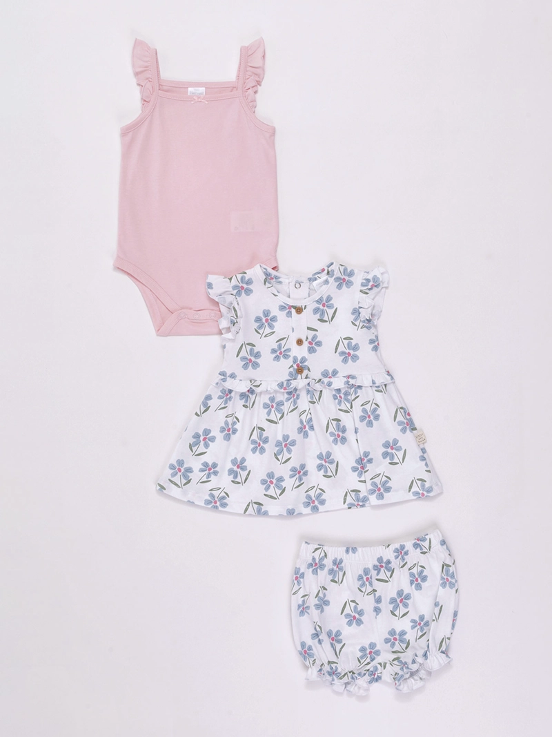 CONJUNTO BODY + POLERA + SHORT NIÑA BABY HARVEST ALGODÓN