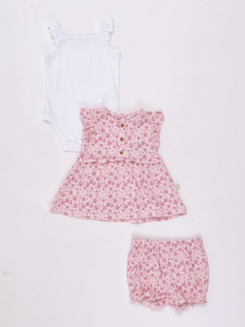 CONJUNTO BODY + POLERA + SHORT NIÑA BABY HARVEST ALGODÓN