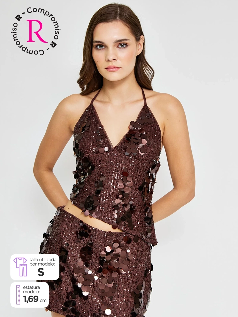 POLERA MUJER INDEX SIN MANGAS LENTEJUELAS - 1