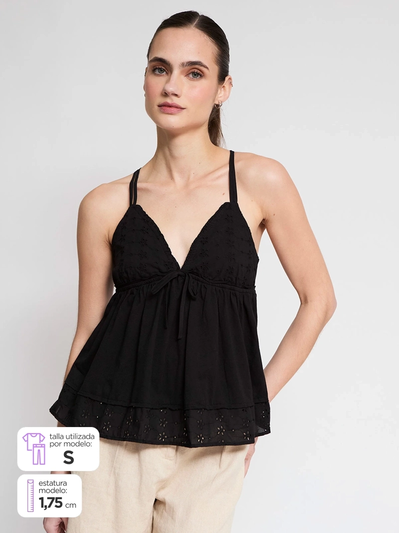 POLERA MUJER INDEX ALGODÓN ESCOTE EN V SIN MANGAS