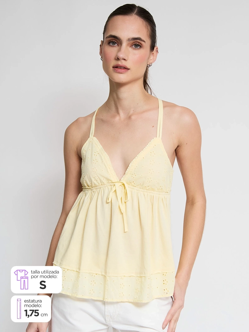 POLERA MUJER INDEX ALGODÓN ESCOTE EN V SIN MANGAS