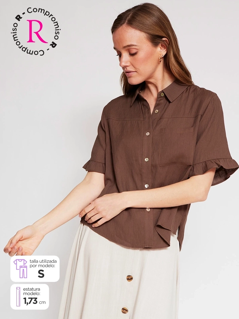 BLUSA MUJER REGATTA CUELLO EN V MANGA CORTA VUELOS