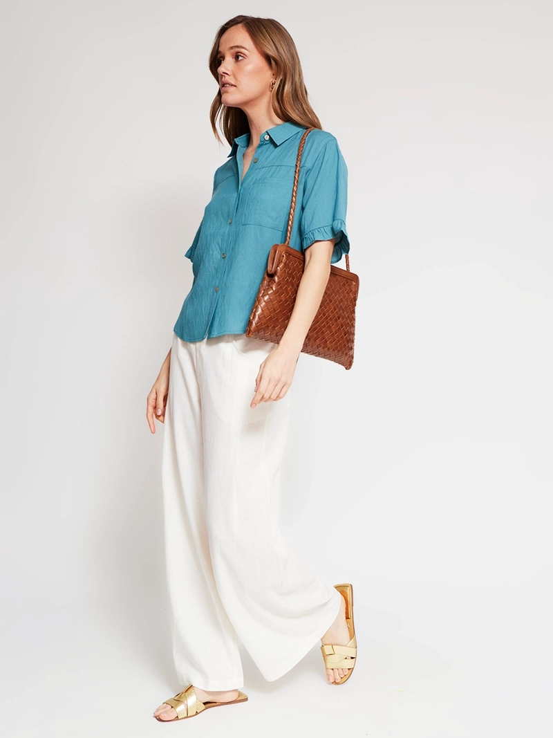 BLUSA MUJER REGATTA CUELLO EN V MANGA CORTA VUELOS - 4