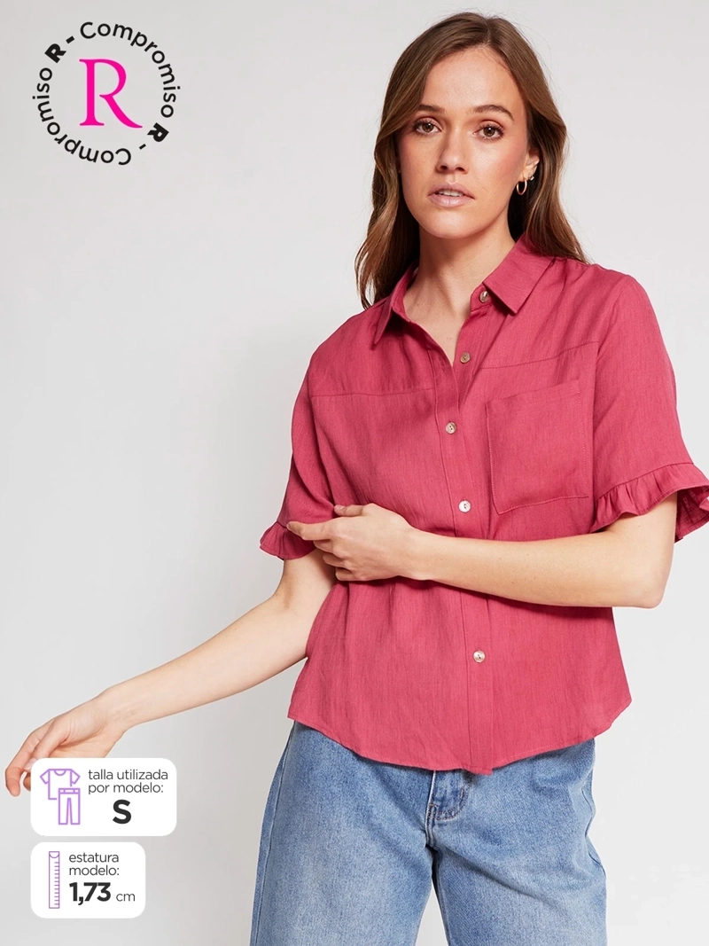 BLUSA MUJER REGATTA CUELLO EN V MANGA CORTA VUELOS