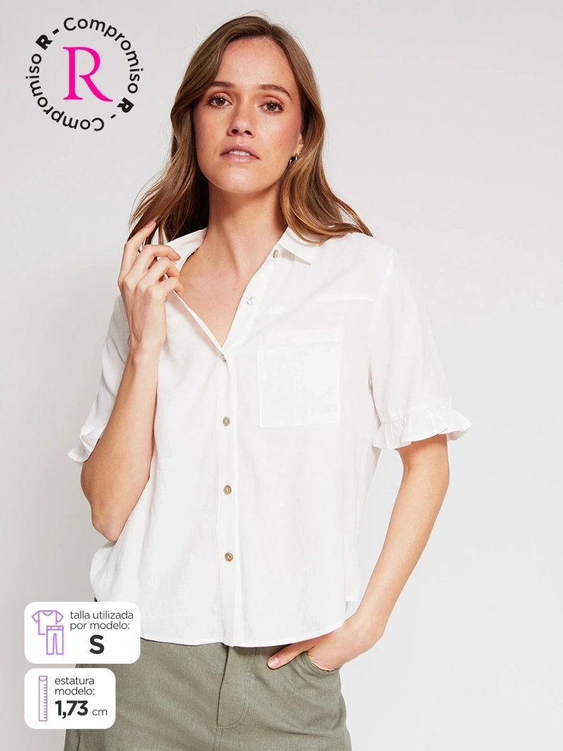 BLUSA MUJER REGATTA CUELLO EN V MANGA CORTA VUELOS