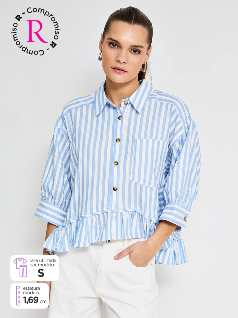 BLUSA MUJER BARBADOS ALGODÓN MANGA 3/4 RAYAS
