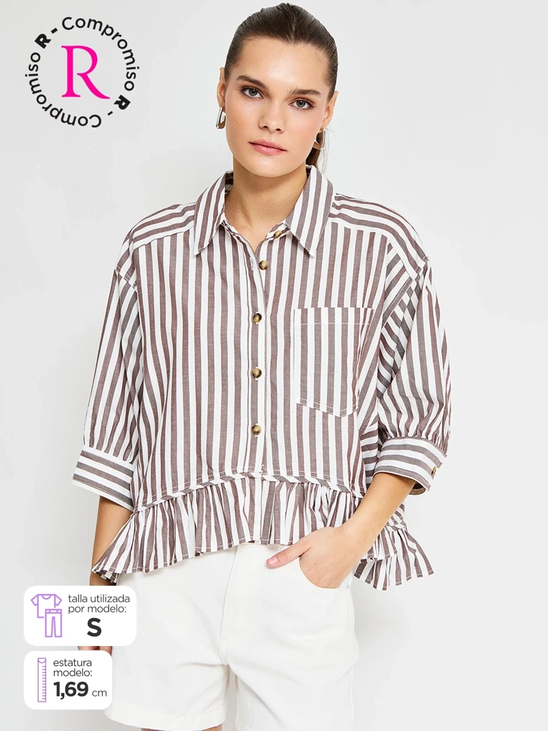 BLUSA MUJER BARBADOS ALGODÓN MANGA 3/4 RAYAS