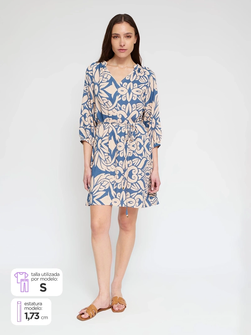 VESTIDO MUJER REGATTA CORTO MANGA 3/4 AMARRA
