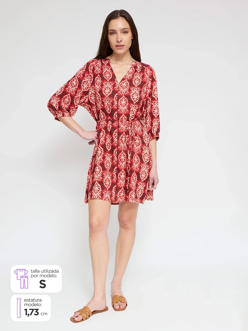 VESTIDO MUJER REGATTA CORTO MANGA 3/4 AMARRA