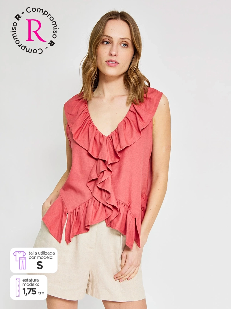 BLUSA MUJER REGATTA ESCOTE EN V SIN MANGAS VUELOS