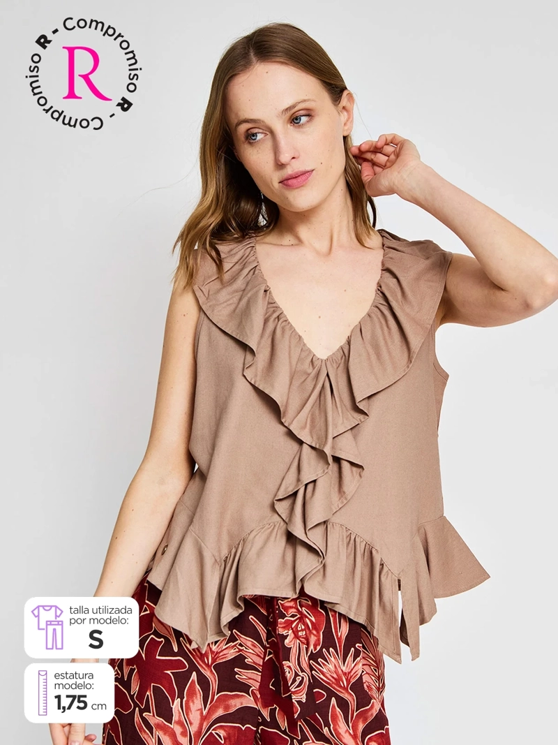 BLUSA MUJER REGATTA ESCOTE EN V SIN MANGAS VUELOS - 1