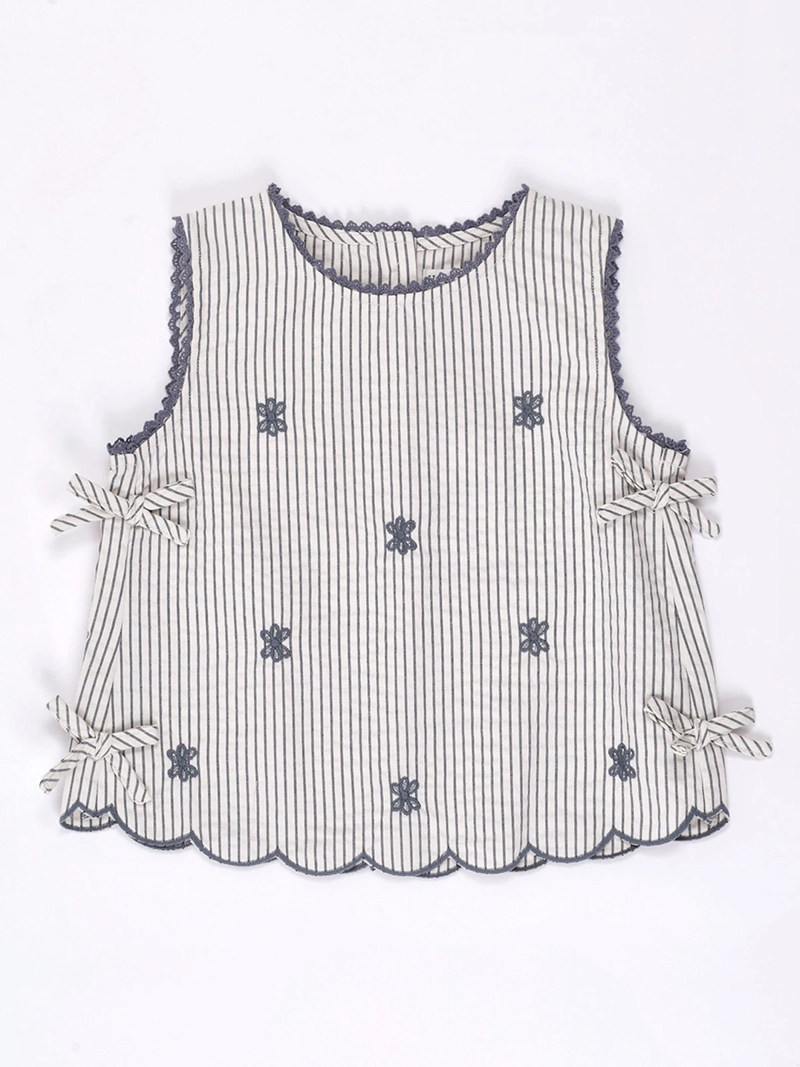 BLUSA NIÑA HARVEST SIN MANGAS ALGODÓN BORDADA