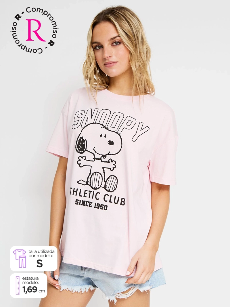 POLERA MUJER INDEX ALGODÓN MANGA CORTA SNOOPY - 1