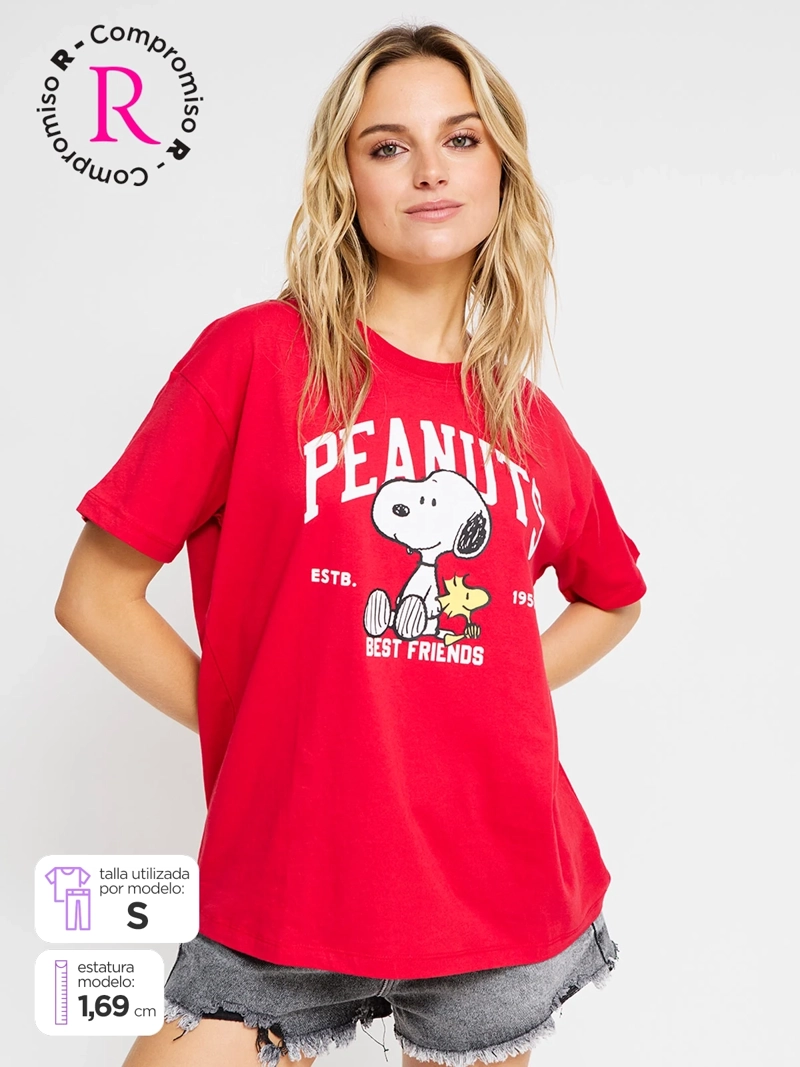 POLERA MUJER INDEX ALGODÓN MANGA CORTA SNOOPY