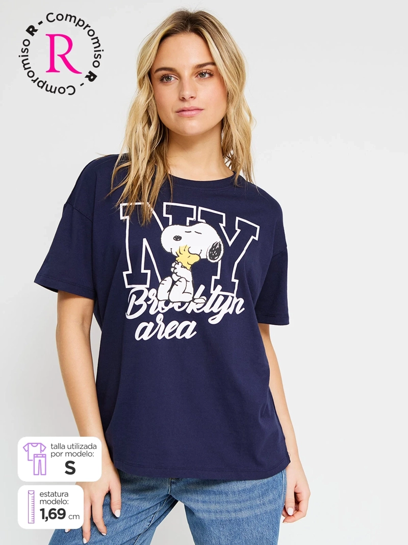 POLERA MUJER INDEX ALGODÓN MANGA CORTA SNOOPY
