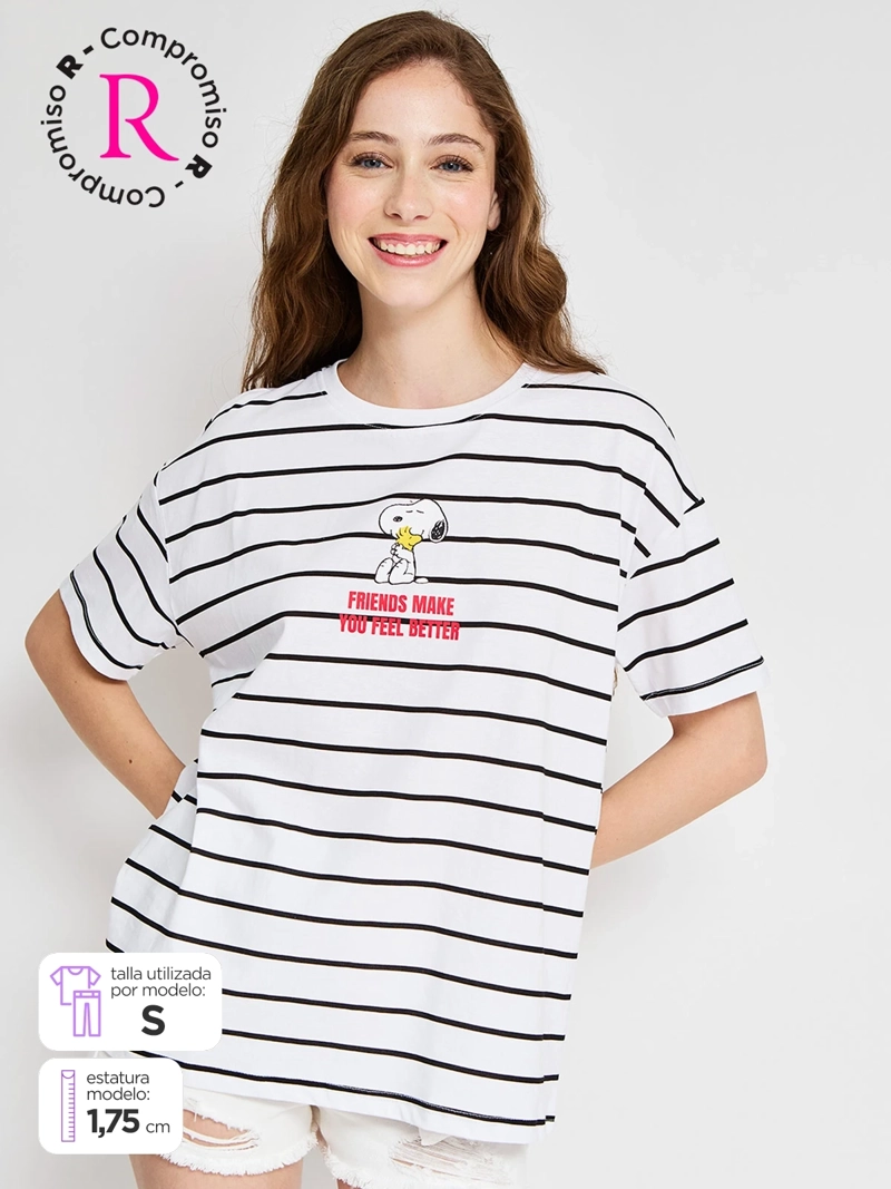POLERA MUJER INDEX ALGODÓN MANGA CORTA SNOOPY  - 1