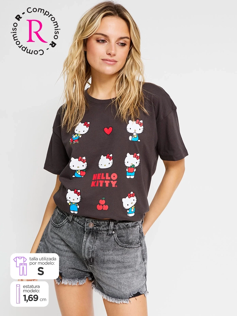 POLERA MUJER INDEX ALGODÓN MANGA CORTA HELLO KITTY