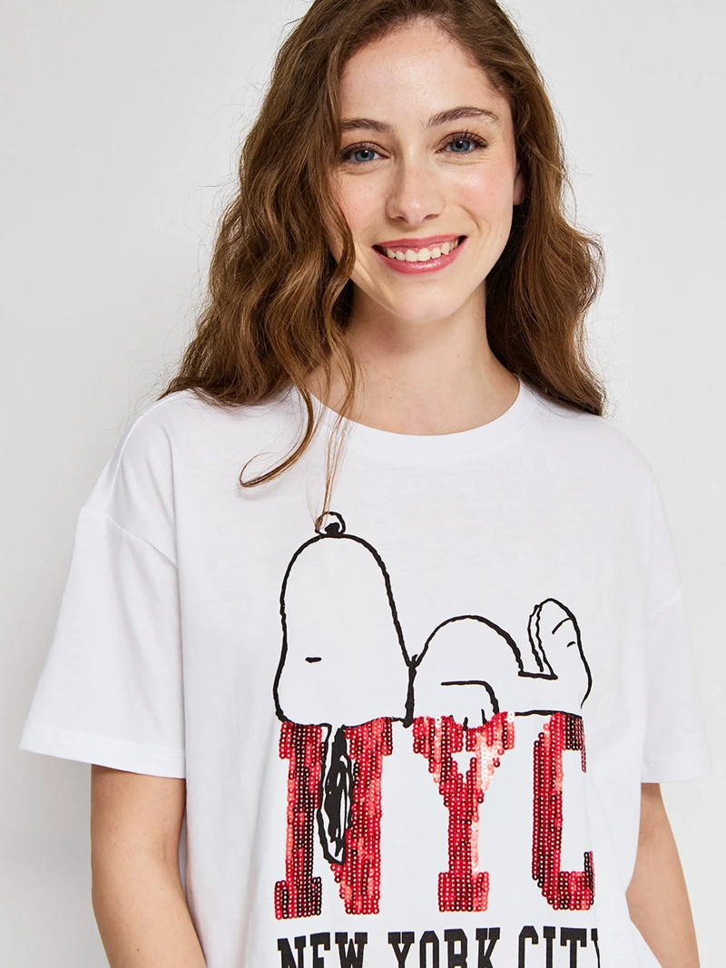 POLERA MUJER INDEX ALGODÓN MANGA CORTA SNOOPY  - 3