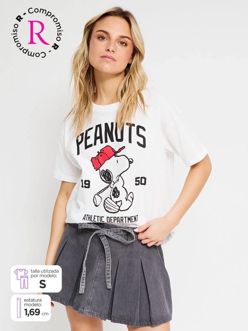 POLERA MUJER INDEX ALGODÓN MANGA CORTA SNOOPY