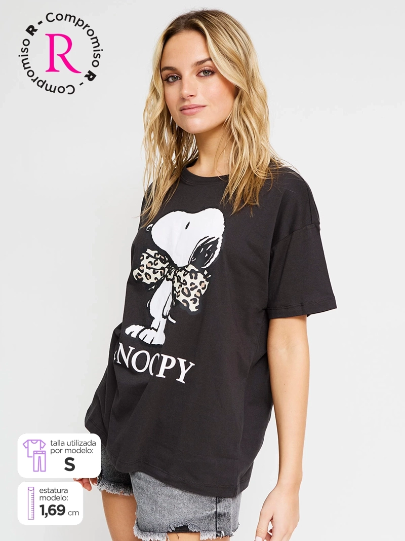 POLERA MUJER INDEX ALGODÓN MANGA CORTA SNOOPY