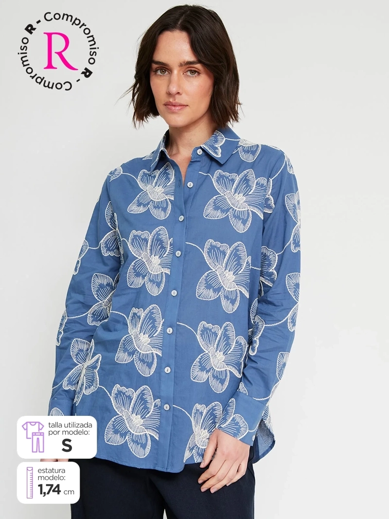 BLUSA MUJER CACHAREL ALGODÓN MANGA LARGA