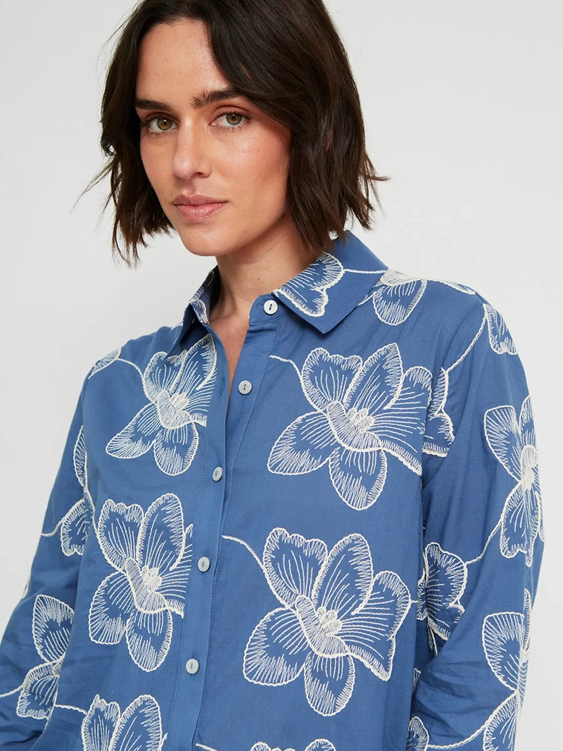 BLUSA MUJER CACHAREL ALGODÓN MANGA LARGA - 3
