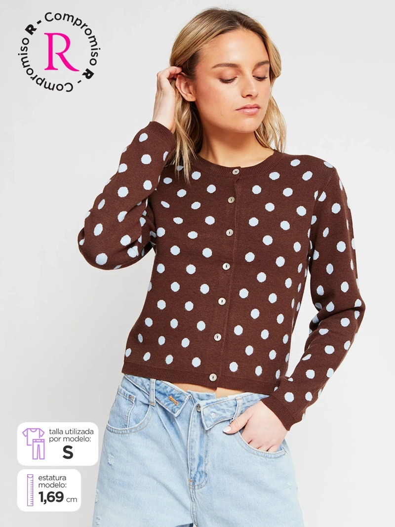 SWEATER MUJER INDEX MANGA LARGA LUNARES - 1