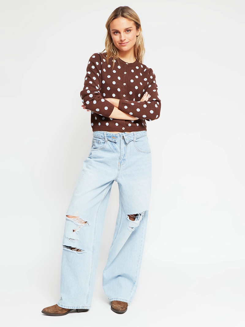 SWEATER MUJER INDEX MANGA LARGA LUNARES - 4