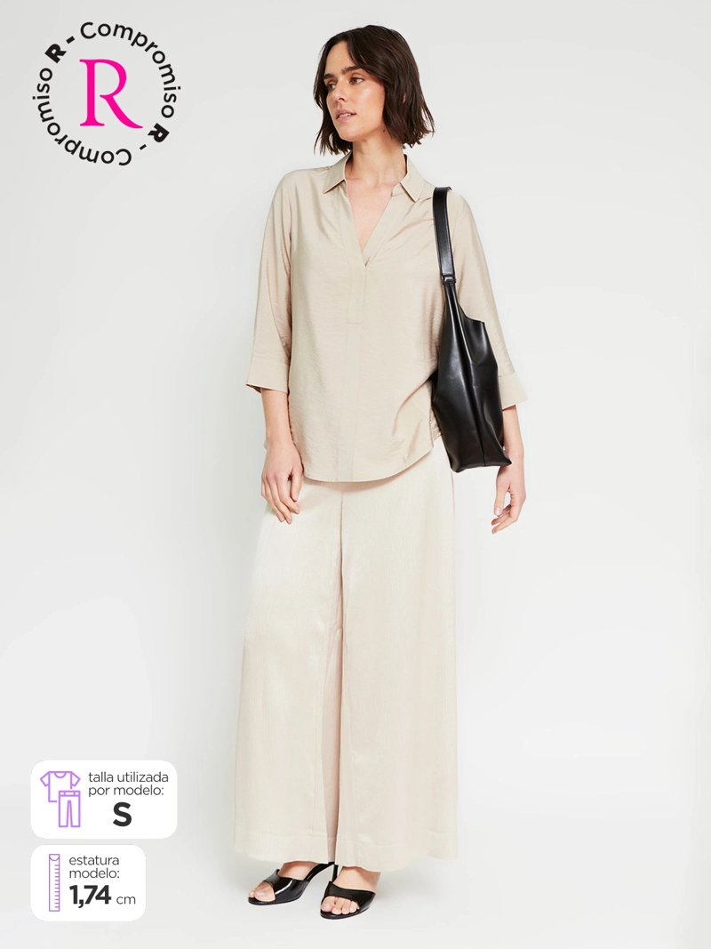 PANTALÓN MUJER CACHAREL FLUIDO PRETINA ELASTICADA