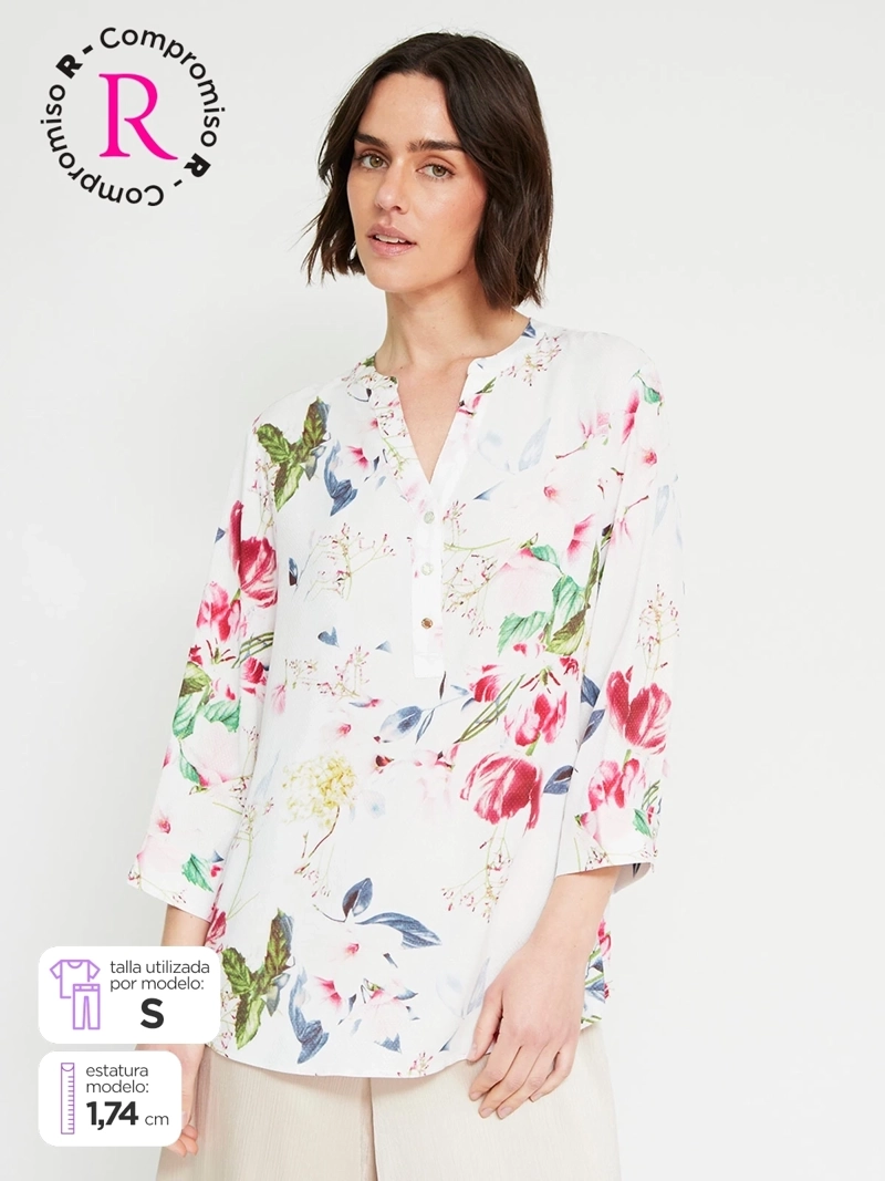 BLUSA MUJER CACHAREL MANGA 3/4 TEXTURA - 1