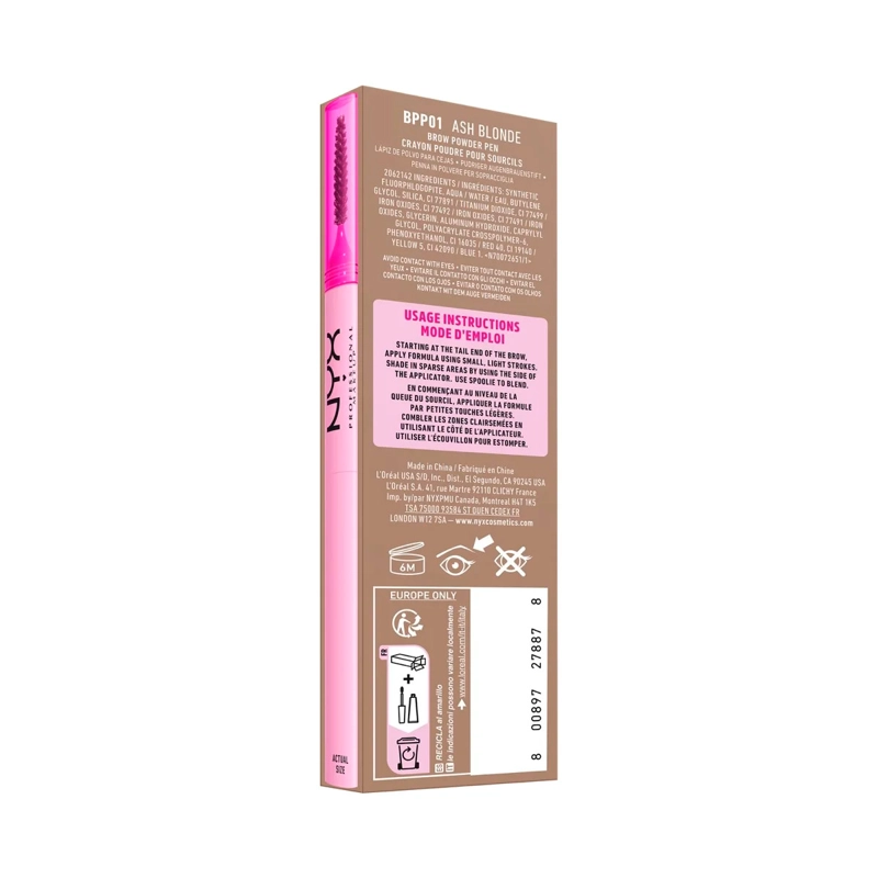 DELINEADOR DE CEJAS NYX FLUFF N SNATCH POWDER PEN 01 ASH BLONDE - 5