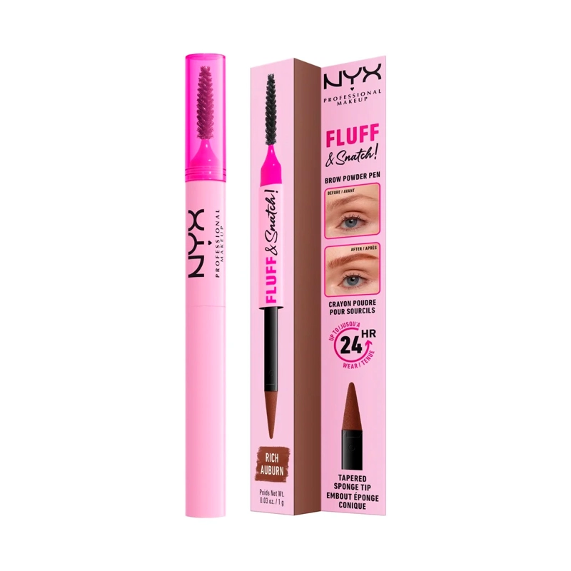 DELINEADOR DE CEJAS NYX FLUFF N SNATCH POWDER PEN 04 RICH AUBURN - 4