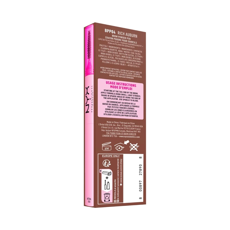 DELINEADOR DE CEJAS NYX FLUFF N SNATCH POWDER PEN 04 RICH AUBURN - 5