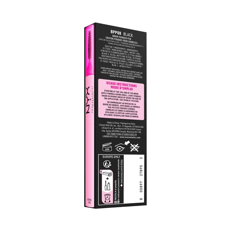 DELINEADOR DE CEJAS NYX FLUFF N SNATCH POWDER PEN 08 BLACK - 5