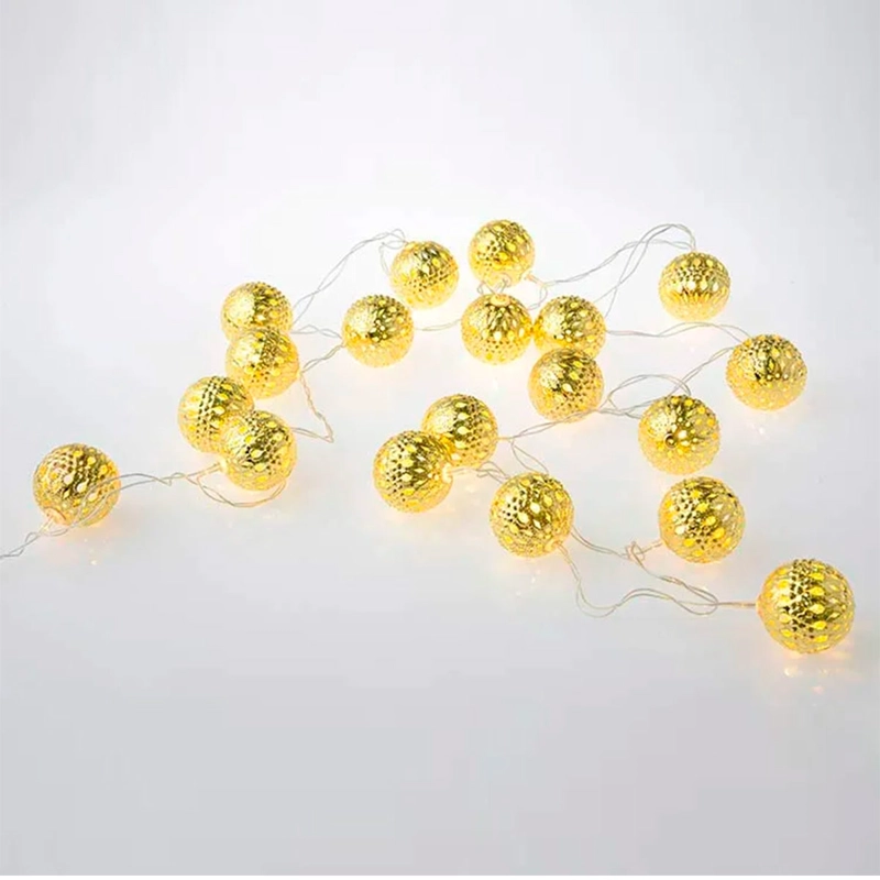 LUCES NAVIDEÑAS RIPLEY HOME LED 20 FIGURAS METAL BOLA DORADO - 2