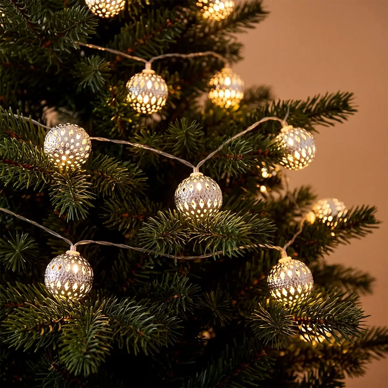 LUCES NAVIDEÑAS RIPLEY HOME 20 LED FIGURAS METAL BOLA SILVER - 1