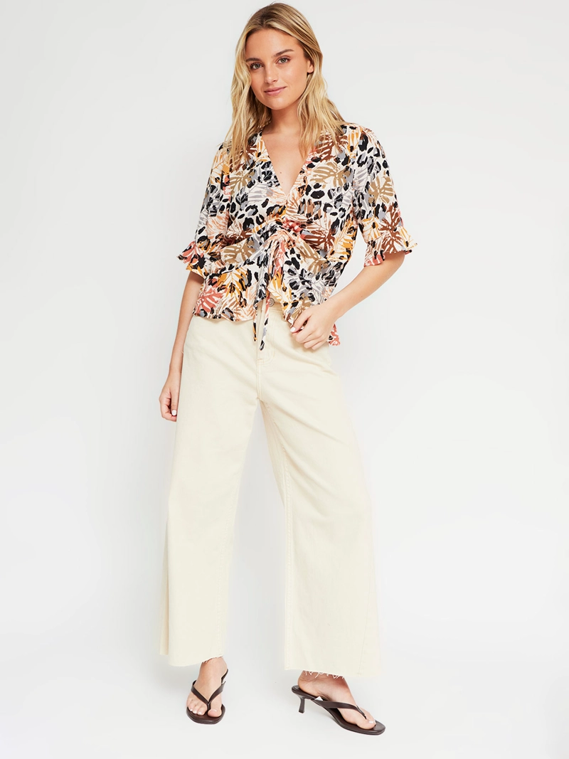 BLUSA MUJER BARBADOS MANGA CORTA RECOGIDO CENTRAL - 4