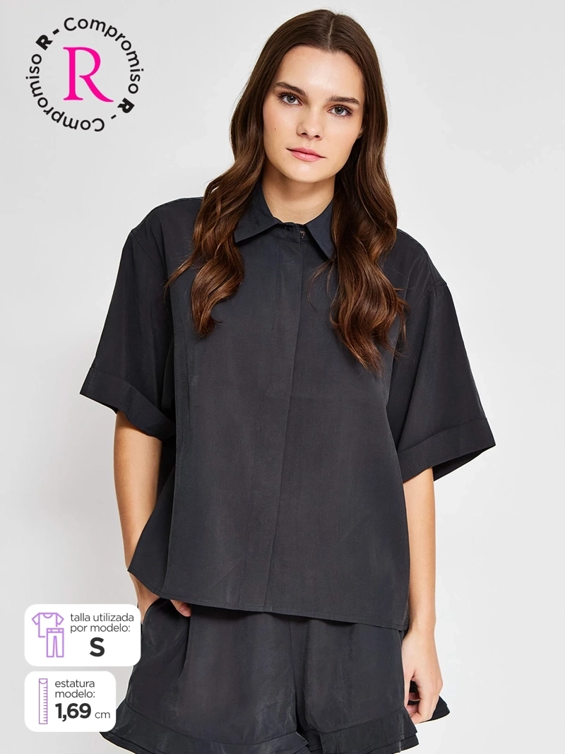 BLUSA MUJER BARBADOS MANGA CORTA FLUIDA