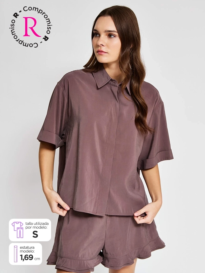 BLUSA MUJER BARBADOS MANGA CORTA FLUIDA - 1